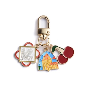 <b>Keychain</b> Charm <b>Custom</b> Logo Pendant Cherry Zinc Alloy Metal Gold Soft Enamel <b>Keychain</b> - Product Image 1