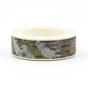 Manzawa 15mm x 10m CMYK Travel Map Washi Tape