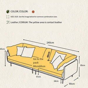Sofá individual de arte Simple italiano, fila recta plana, muebles de cuero genuino en forma de cuadrado, esponja minimalista, sala de estar, apartamento - Product Image 4