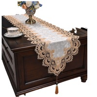 Chemin de table de luxe en dentelle à motif géométrique, résistant à l'usure et aux hautes températures, serviette décorative pour table basse et meuble TV
