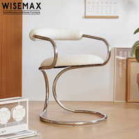 WISEMAX FURNITURE - Vente flash - Mobilier d'hôtel - Chaise de salle à manger confortable avec pieds en métal et assise en cuir, dossier incurvé