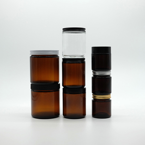 Tarro de cristal de vela de bendición de oración ámbar a granel, 4oz, 8oz, 16oz, tarro de cristal de lado recto transparente/esmerilado con tapa negra de plástico con tornillo - Product Image 1