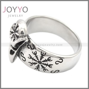 Anillo de dragón de runa celta vikingo nórdico ajustable Vintage, anillo de moda de acero inoxidable Punk Islam para hombres, anillo de serpiente Futhark para ancianos - Product Image 3
