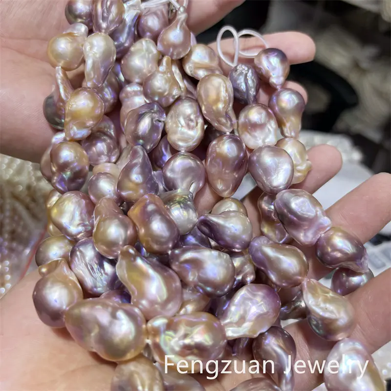 15-28mm grande taille forme irrégulière brin de perles baroques naturelles couleur blanche collier de perles baroques d'eau douce bijoux en gros