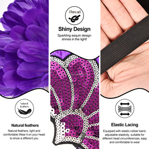 Tocado de Plumas de Ganso Teñidas Ecológicas YOLAN al por Mayor, Pasador de Pelo Festivo para Bodas y Fiestas de Halloween, Horquilla con Encaje - Product Image 4