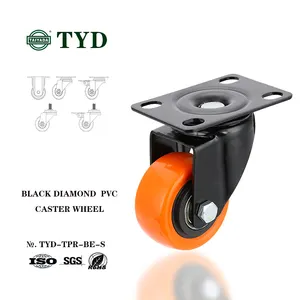 caster wheel orange color 1.5/2/2.5/3/4/5 inch swivel type PVC castor with double bearings for machinery and equipment