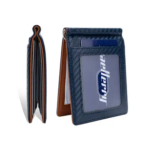 Baellerry Billetera De Clip Slanke 7 Creditcardhouder Slots Id Window Carbon Fiber Rfid Blocking Metal Money Clip Wallet Voor Mannen