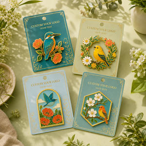 Ensemble de broches en émail dur personnalisées Bloom and Bird, plaqué or poli, motifs floraux colorés, broches de revers en métal, logo personnalisé, souvenir - Product Image 1