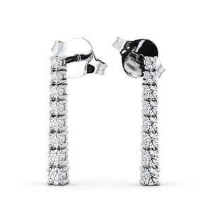 Venta al por mayor de joyería fina, pendientes de diamantes cultivados en laboratorio redondos certificados, barra de oro macizo de 18 quilates, pendientes rectos para mujer, joyería para niñas - Product Image 3