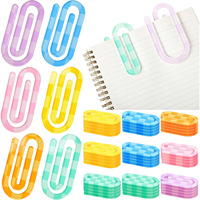Clips de Papel Gigantes Transparentes con Diseño de Cuadros Pastel, Clips Decorativos Grandes con Patrón de Rejilla en Colores Caramelo, Material de Papelería para Diario