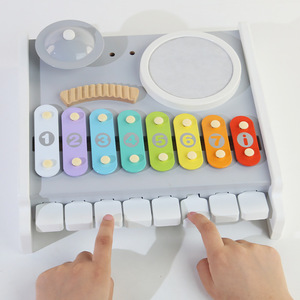 Jouet musical multifonctionnel en bois pour bébé, station musicale piano, pour l'apprentissage précoce et le développement de la coordination œil-main - Product Image 5