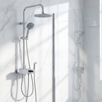 Ensemble colonne de douche thermostatique à poignée unique en acier inoxydable chromé, design européen, avec pommeau de douche pluie TM-1005