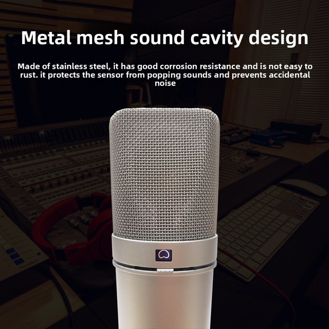 Wireless Portable Handheld Condenser Microphone with Metal Construction XLR Connector Model U87pro for Recording