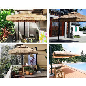 Parasol de plage imperméable à double couche avec cadre en fer et design romain en paille pour la plage et l'hôtel - Product Image 5