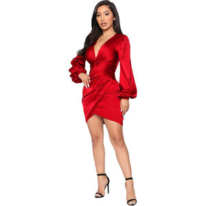 Vestido de noche formal elegante con volantes sexy para mujer, vestido Midi elegante con curvas para invitados de boda - Product Image 2