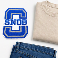 Patch brodé en chenille personnalisé pour vêtements de marque, à thermocoller, style universitaire