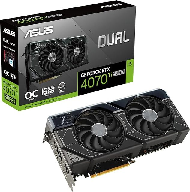 Dual GeForce RTX 4070 Ti Super OC Edition (PCIe 4.0 16GB GDDR6X DLSS 3 2.1a DP 1.4a 2.56-Slot Axial-tech D)
