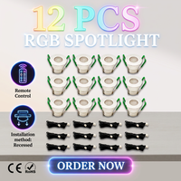 Mini Focos LED RGB de 12x3W para Empotrar, Sin Parpadeo, con Control Remoto, IP65 Impermeables, para Terraza, Pérgola, Toldo