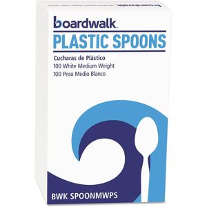 Lot de 100 cuillères jetables blanches Boardwalk, durables, 6 pouces, poids moyen, en polystyrène, couverts robustes, vaisselle en plastique Boardwalk - Product Image 3