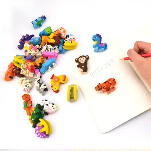 2023 il più venduto 3d amazon forma animale gomma cartone animato gomma scuola matita dinosauro eraser set 32 pezzi per bambini