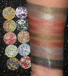 Tendance chaude végétalien marque personnalisée mélange couleur ombre à paupières métallique paillettes fards à paupières holographique arc-en-ciel Chrome fard à paupières