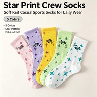 Nouvelles chaussettes mi-mollet unisexes respirantes en tricot pour le printemps, polyvalentes toutes saisons, style Instagram avec étoiles et lettres