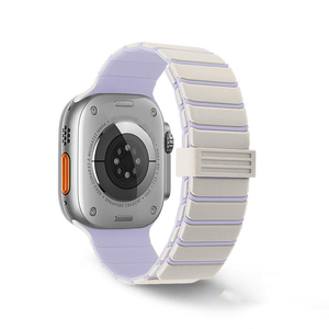 Correa de Repuesto de Silicona Magnética Suave de Doble Color con Nervaduras Horizontales OEM para Apple Watch 11 10 9 8 7 SE - Product Image 6