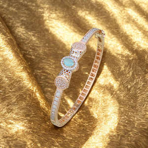 Bracelet de luxe en or et diamants avec pierre précieuse turquoise, bijoux fins pour femmes, cadeau élégant pour anniversaire de mariage - Product Image 3