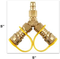 Adaptateur de raccordement/déconnexion rapide en laiton massif 3/8 en forme de Y pour systèmes de gaz naturel et de propane basse pression, usage domestique extérieur