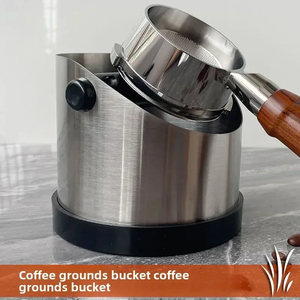 Caja para despejar café de acero inoxidable, antideslizante, con anillo de goma y base biselada para residuos de café - Product Image 2