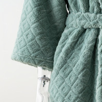 Albornoz de felpa turquesa suave para mujer, ligero, esponjoso, largo, para ducha, spa, casa, jacquard
