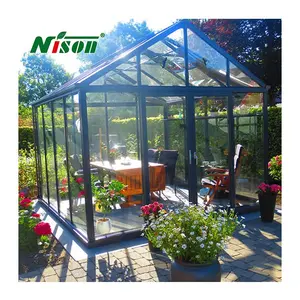 Nison DIY Aluminum Metal Frame Winter Garden Triangle Backyard Casa Sun Room Glass Shed House Outdoor Greenhouse Sunroom