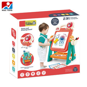 Kinder Doppelseitige Malstaffelei Schreibtafel <span class=keywords><strong>2</strong></span>-in-1 Bausteine-Spieltisch Spielzeug Kinder-Zeichenbrett - Product Image 6