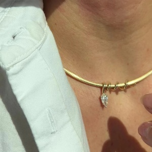 Gemnel 18K verguld spiraalvormige slang 1ct peer zirkoon hanger slangketting collier delicaat 2mm ronde visgraat boa ketting - Product Image 6