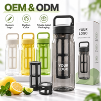 Bouteille d'eau avec infuseur à thé amovible 600ml 800ml, bouteille infuseur à fruits réutilisable avec couvercle et poignée de transport OEM ODM