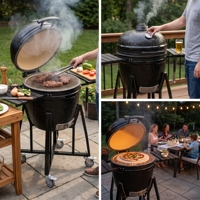 Barbecue Kamado en céramique Auplex 23 pouces, de qualité supérieure, moderne, grand format, avec tiroir à cendres, pour extérieur