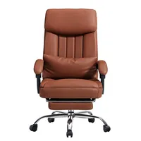 Nouvelle chaise de bureau de direction en cuir marron inclinable avec support lombaire ergonomique et repose-pieds