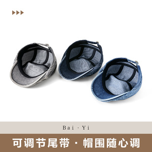 Forward Cap Denim Unisex Cotton Washed Solid Color <b>Sunscreen</b> Breathable Windproof Hat - Product Image 5