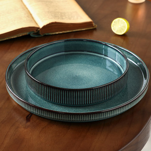 Nordic Style Ceramic Steak Plate 8.23 Inches Round Stoneware Dish European Design <b>Dinnerware</b> Tableware - Product Image 2