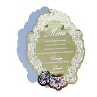 Tarjeta de menú de cena de boda DIY de lujo hecha a mano hermosa minimalista blanco Foiling espejo dorado papel acrílico Material estilo musical