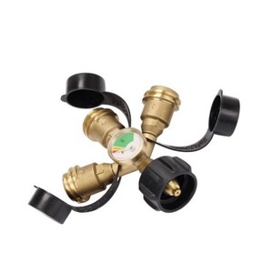 Conector divisor de propano de tres vías con medidor y válvula de cierre para hornos de gas, tamaño de puerto de 3/4 pulgadas - Product Image 1
