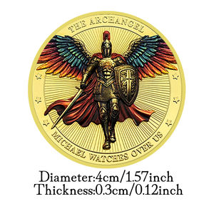 Erzengel Michael Challenge Münze Vergoldet Vergoldet Michael Uhren über uns Medaille Farbdruck Sammlung Geschenk Souvenirs - Product Image 2