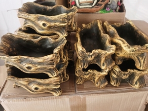 Vaso per <span class=keywords><strong>Piante</strong></span> Z771 a Forma di Tronco d'Albero in Cemento, Mini Vaso Pastorale per Fiori, Succulente ed Erbe, Riutilizzabile - Product Image 3