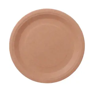 Customized 6 7 8 9 10 Inch Biodegradable Disposable Compostable Round Natural Brown Ivory Dinner Plates Great For Any Event