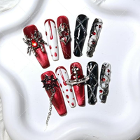 Ongles artificiels 3D faits main en ABS à presser, motif Halloween, pour salon de manucure, vente en gros, application sur les doigts