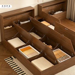 Lit enfant moderne en pin, taille standard, écologique, gain de place, avec armoire de chevet, personnalisable - Product Image 2