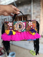 Sac Banjara artisanal indien pour femme, en coton assorti, fait main, patchwork coloré, design ethnique, fermeture à bouton, forme selle - Grande Vente