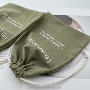 Sacs à cordon en coton lin Offre Spéciale pour pochette à poussière en tissu sac en lin de coton réutilisable avec logo personnalisé - Product Image 5