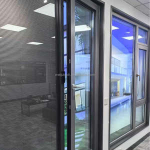 Fenêtre en verre à battant en aluminium coulissante moderne 90mm Double Low-E <span class=keywords><strong>prix</strong></span> d'usine cassé thermiquement ligne de pression externe - Product Image 2