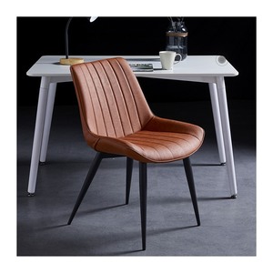 Nordic काले इतालवी आधुनिक लक्जरी रेस्तरां रसोई घर कुर्सी घर फर्नीचर चमड़े के भोजन कुर्सियां धातु पैरों के साथ चमड़े के भोजन कुर्सियां - Product Image 4